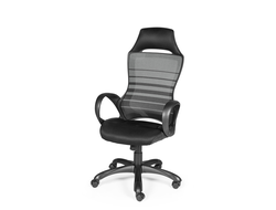 Кресло офисное Реноме черный пластик/черная ткань/черно-серая полоска