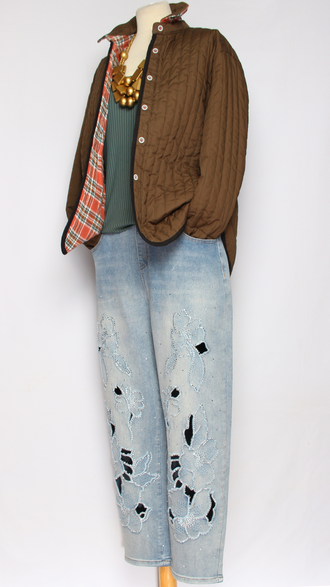 Жакет хлопок двойной "Строчёный двухсторонний1" шоколад до р.48 (рост до 164см)