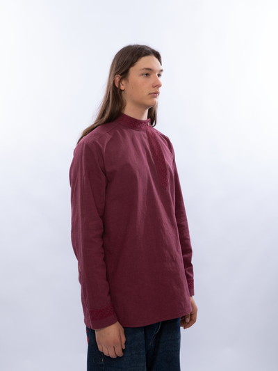 Косоворотка современная из крапивы Богатырская с вышивкой