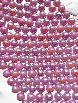 Полубусины радужные, пепельно-розовые, диаметр 8 мм, вес упаковки 50 гр