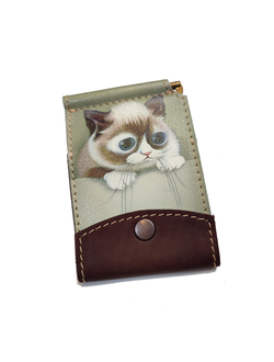 Портмоне-зажим с принтом "Грустный котик"