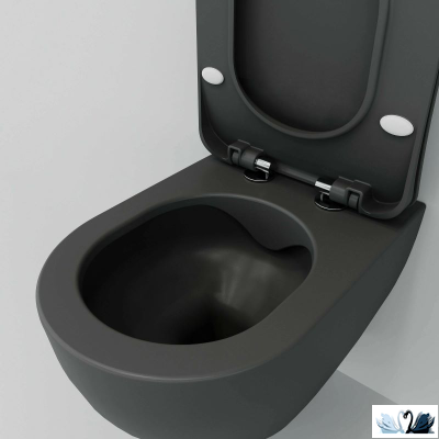Унитаз Creavit Free FE322-11AM00E-0000 с сиденьем микролифт, Antrasit, подвесной безободковый, графит, матовый