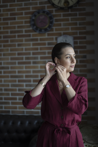 Комбинезон льняной (бордо)