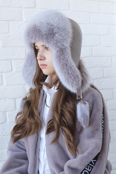 Ушанка "Полярная звезда" цвет бежевый + кофе с молоком