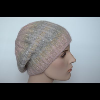 Персиковый женский берет из мохера и альпака Vizio Италия 6916