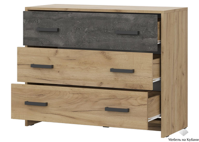 МСП 1 Комод 3 ящика Дуб Золотой/Камень тёмный