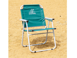 Пляжное кресло-шезлонг КЕДР Dolphins алюминий, цвет зеленый/бежевый/красный