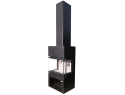 Камин МАДРИД на дровнике подовый / черный шамот подовый