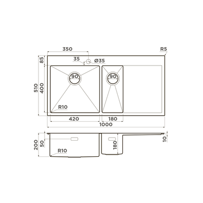 Мойка OMOIKIRI AKISAME 100-2-L