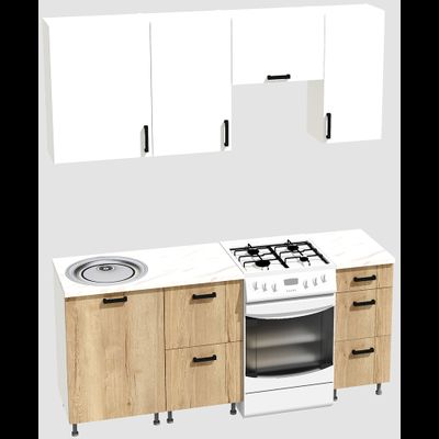Кухня эконом 1,5 метра (600х500х400) Цвет: Белый/Дуб Вотан
