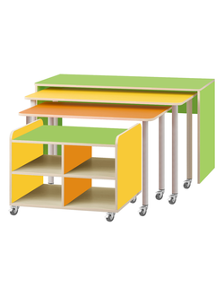 КОМПЛЕКТ.СТОЛЫ ДЕТСКИЕ НА ПОВОРОТНЫХ КОЛЁСНЫХ ОПОРАХ 630