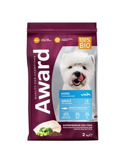 AWARD (Авард) HYPO сухой корм для собак всех пород, Белая рыба 2 кг