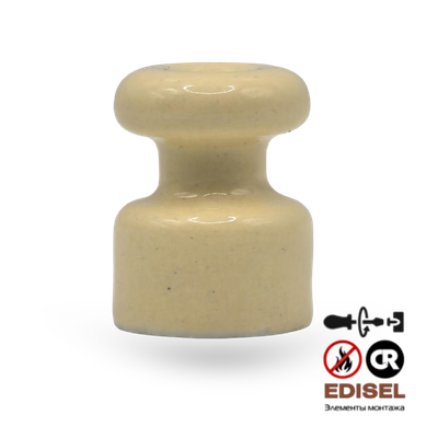 Изолятор 18*23 для монтажа витого провода, керамика, слоновая кость