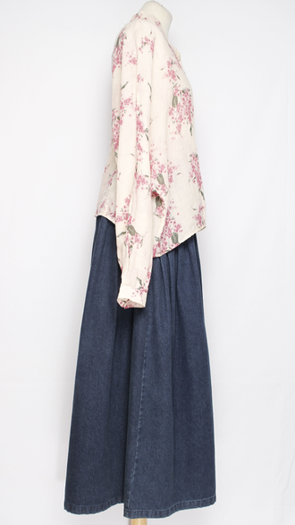 Рубашка Бохо "ПРОВАНС СТОЙКА КИМОНО" белая\розовый букет р.44-52