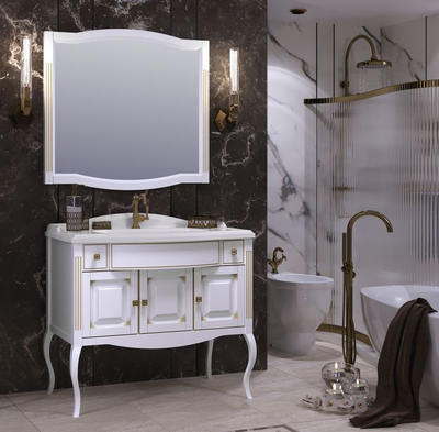 Зеркало Opadiris Лаура 100 белый с патиной