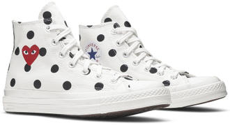 Кеды Converse Play Comme Des Garcons высокие белые в горошек