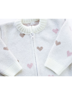 Комбинезон "Сердечки" молочный