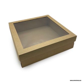 Коробка картонная с окном 40 х 40 х 12 см Бурый