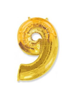 Шар фольга, размер макси, цифра девять