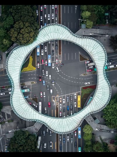 Картина обогреватель, спутниковое фото пешеходного моста Чуньхуа