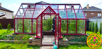 Базовая комплектация теплицы в английском стиле с холлом из стекала и алюминия ЕЛИЗАВЕТА 6000 х 3000 мм