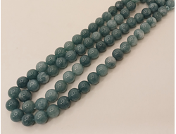 Агат тонированный  на нити  10мм дымчато зеленый