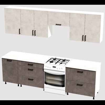 Кухня Эконом 2,1 метра (1300х800) Цвет: Цемент светлый/Цемент темный