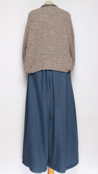 ДЖЕМПЕР КОРОТКИЙ "КИМОНО БУКЛЕ СТОЙКА" широкий рукав бежевый  до р.54