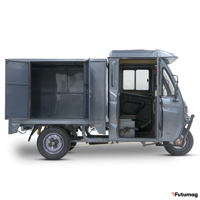 Грузовой электротрицикл Rutrike КАРГО Кабина Дуал NEXT 72V 2000W серый