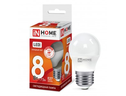 Лампа светодиодная ASD/inHome VC шар P45 E27 8W(720lm) 6500K 6K 83x45 (без пульсации) 4905
