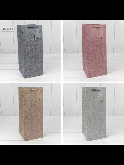 Пакет подарочный с веревочной ручкой д/бут. (микс), 140*140*350мм