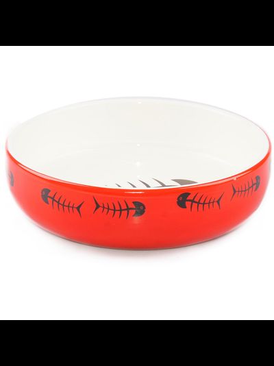 Миска Mr.Kranch керамическая для кошек красно-белая 300 мл