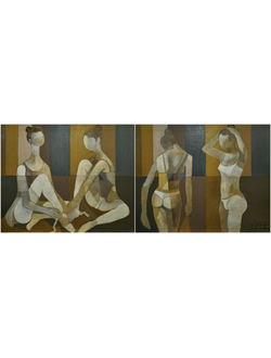 Балетный класс. Диптих. 2018. Холст, масло. 80х200 см.