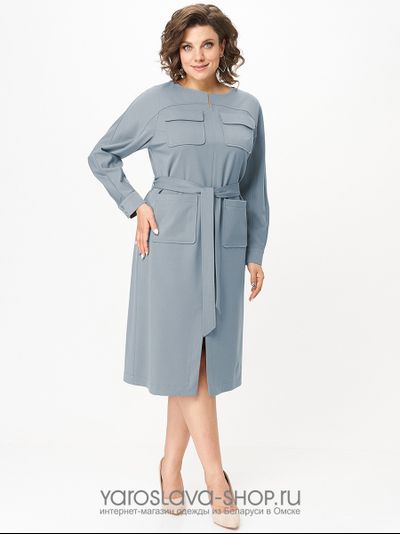Модель :3017.Женское трикотажное платье в серо-голубом цвете