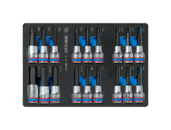 Набор торцевых насадок 1/2", Torx, Hex, L = 80 мм, ложемент, 18 предметов KING TONY 9-4138PRV