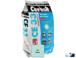 Затирка для плитки Церезит СЕ 33 Мята, лазурная, 2 кг, с противогрибковым эффектом