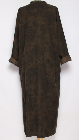 Платье Бохо вельветовое "СТОЙКА ЗАЩИП ЦВЕТЫ" бежевое, шоколад, синее до р.52