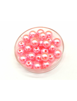 Бусины пластиковые под жемчуг 8 мм, цвет яркий розовый