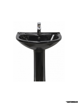 Цветная раковина умывальник на пьедестале Оскольская керамика Престиж черного цвета