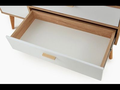 Калгари спальня Комод 1195х450х820 дуб натуральный светлый / белый матовый