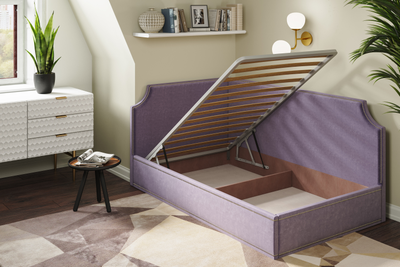 Угловая кровать, тахта, софа, подростковая MyCloud Брайтон, с подъемным механизмом, бельевым ящиком, боковой спинкой, без ножек, с молдингом