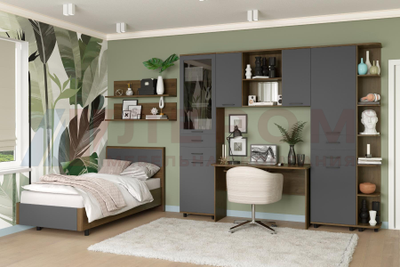 Композиция детской ГРЕЙС корпус Гикори Джексон Темный/фасад Антрацит Матовый