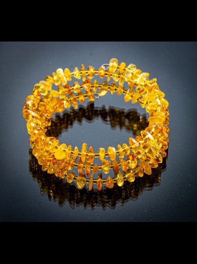 Браслет из желтого янтаря, тройной , безразмерный