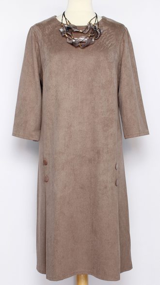 ПЛАТЬЕ "СКЛАДКИ-РУБЧИК" кофе р.50-56