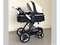 Детская коляска 3 в 1 Belecoo X6 Бело-черная экокожа
