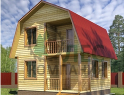Двухэтажный дом из бруса 6x6 с балконом
