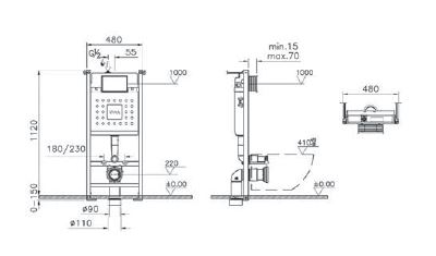 Комплект: подвесной безободковый унитаз Vitra Mia Round, с сиденьем с микролифтом, инсталляцией и кнопкой Loop, хром матовый 9856B003-7200