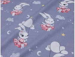 Наволочка на молнии к подушке Биосон С 170 см поплин цвет серый рисунок зайки