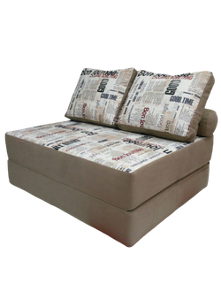 Диван-кровать 120см, жаккард ГазетаБ7/велюр беж