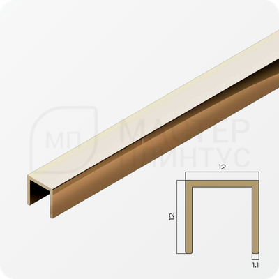 Разделительный П-образный профиль из латуни 12х12 мм. NEEXY PVL86-01 P Полированный